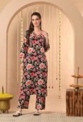 Black Multi-Floral Kurta Set